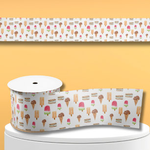 Aquarell-Eiscreme & Eis am Stiel Popcorn Satinband