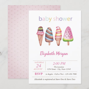 Aquarell-Eiscreme-Punkte-Baby-Party Einladung
