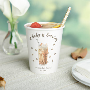 Aquarell-Eiskaffee-Baby-Party Pappbecher