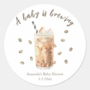 Aquarell-Eiskaffee-Baby-Party Runder Aufkleber