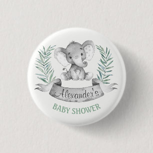 Aquarell-Elefant-Babyparty Button