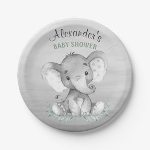 Aquarell-Elefant-Babyparty Pappteller