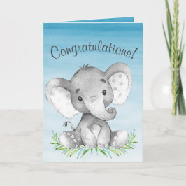 Aquarell-Elefant-Jungen-Glückwünsche Karte