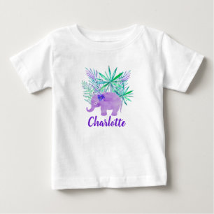 Aquarell-Elefanten-Dschungel-Tropen individuell an Baby T-shirt