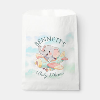 Aquarell-Elefanten-Flugzeug-Baby-Shower-Geschenktü Geschenktütchen