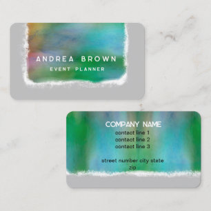 Aquarell elegant blau-grün doppelseitig visitenkarte