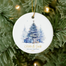 Aquarell Elegant Unser erstes Weihnachten Blaue Ta