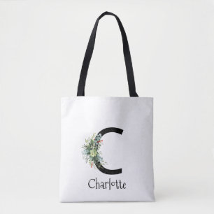 Aquarell elegante Buchstabenblume weiß