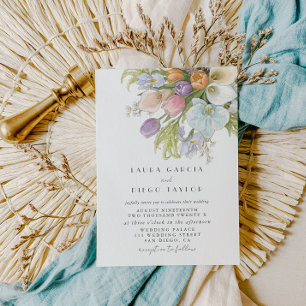 Aquarell Elegante Florale Pastell Hochzeit Einladung