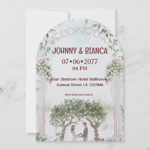 Aquarell-Elegante-Gartenhochzeit Einladung
