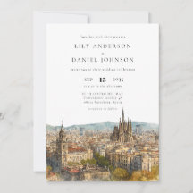 Aquarell-Elegante Hochzeit in Barcelona