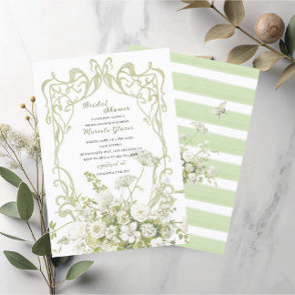 Aquarell Elegante Pastellgrüne florale Hochzeits-S Einladung