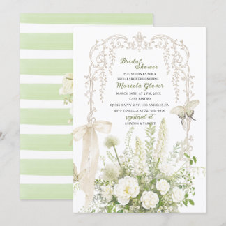 Aquarell Elegante Pastellgrüne florale Hochzeitsfe Einladung