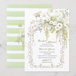 Aquarell Elegante Pastellgrüne florale Hochzeitsfe Einladung