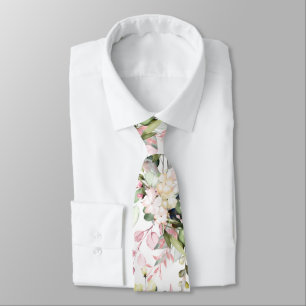 Aquarell Elegante Rosa Blush-Gummi-Eukalyptus Krawatte
