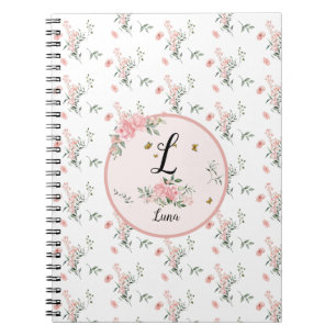 Aquarell Elegante rosa Rosen mit Schmetterlingen Notizblock