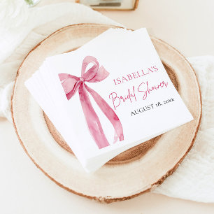 Aquarell Elegante Rosa Schleife Brautparty Serviette