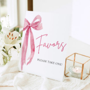 Aquarell Elegante Rosa Schleife Geschenke Schild