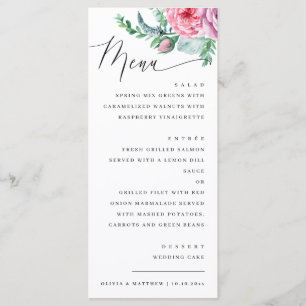Aquarell elegante Skript florale Boho-Hochzeit Menükarte