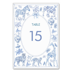 Aquarell Elegante Toile Safari Chinoiserie Tier Tischnummer