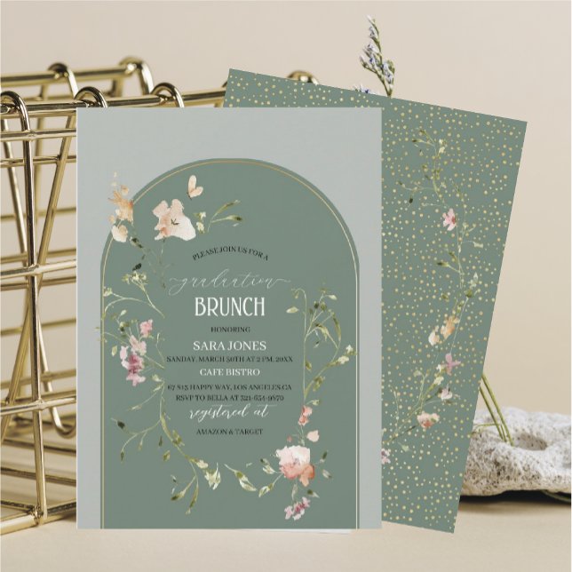 Aquarell Elegante Wildblumen GraduierungEinladung Einladung (Von Creator hochgeladen)