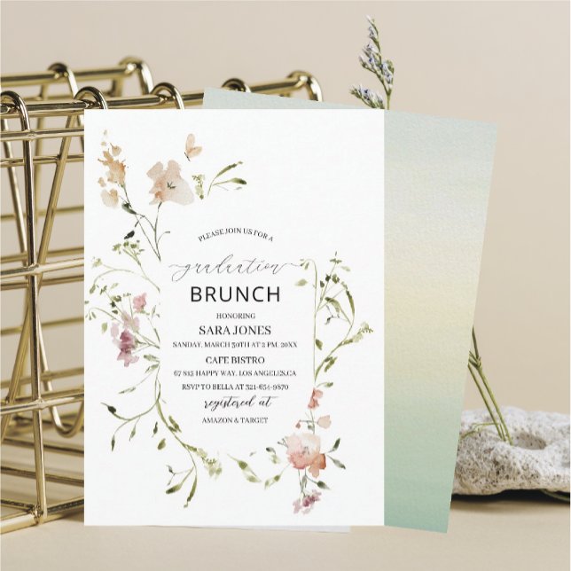 Aquarell Elegante Wildblumen GraduierungEinladung Einladung (Von Creator hochgeladen)