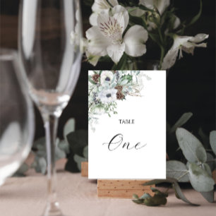 Aquarell Elegante Winteranemonen Blumen Tisch N Tischnummer