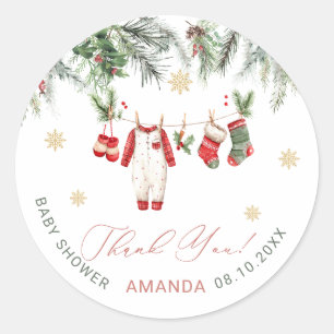 Aquarell Eleganter Santa Baby Weihnachten Baby Sho Runder Aufkleber