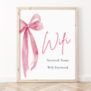 Aquarell Elegantes Modernes Rosa Schleife WLAN-Sch Poster