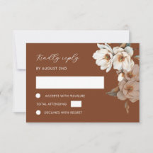 Aquarell Elfenbein Terrakotta Blumen RSVP Karte