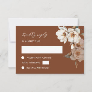Aquarell Elfenbein Terrakotta Blumen RSVP Karte