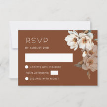 Aquarell Elfenbein Terrakotta-Blumen RSVP-Karte