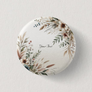 Aquarell Elfenbeinblaue Blumen Knopf Button