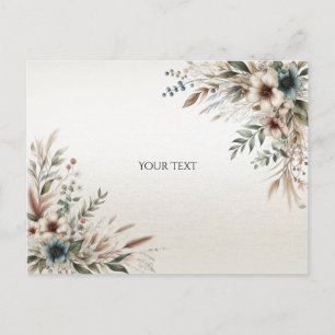 Aquarell Elfenbeinblaue Blumen Postkarte