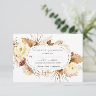 Aquarell Elfenbeinküste Blume Pampas Grass Geburts RSVP Karte