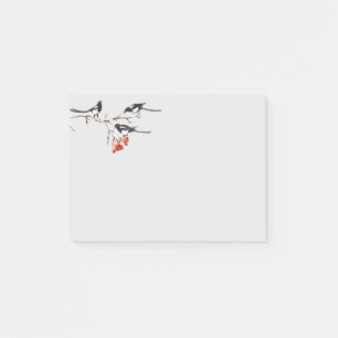 Aquarell Elster Vögel Beerenstrauch Kunst Post-it Klebezettel