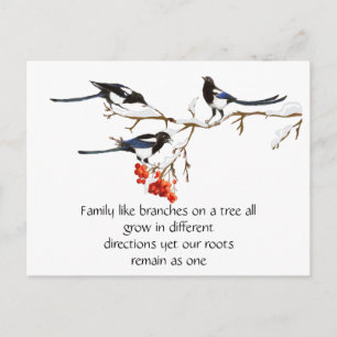 Aquarell Elsterfamilie Zitat Tier Natur Postkarte