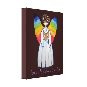 Aquarell-Engel mit Regenbogen Wings, ein Buch Leinwanddruck