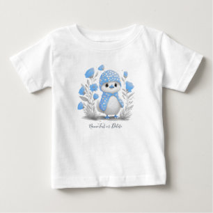 Aquarell-Enten-Blumen-Baby-T-Shirt in Blau Baby T-shirt