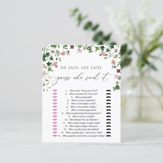 Aquarell Er sagte: "Sie sagte Dusche Game (Stehend Vorderseite)