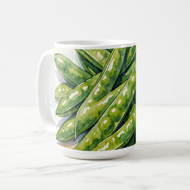 Aquarell Erbsenschoten Kaffeetasse (Vorderseite Links)