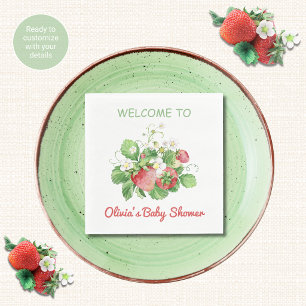 Aquarell-Erdbeer-Baby-Party-Servietten Serviette