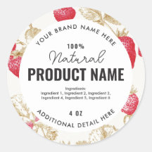 Aquarell-Erdbeer-Produkt-Rundlabel