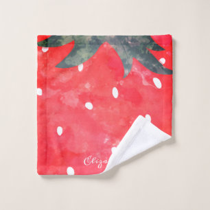 Aquarell-Erdbeere Badhandtuch Set