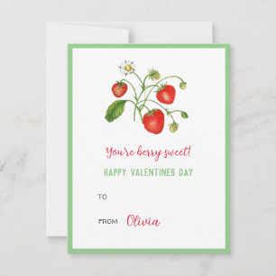Aquarell-Erdbeere Frohen Valentinstag Mini Mitteilungskarte