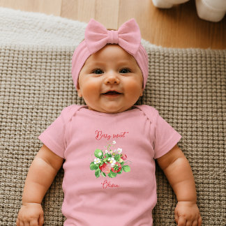 Aquarell-Erdbeere Süße Neuankömmling Baby Strampler