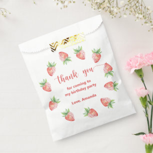 Aquarell-Erdbeeren 1. Geburtstag Danke Geschenktütchen