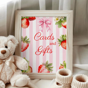 Aquarell-Erdbeeren-Baby-Shower-Karten & Geschenke Poster