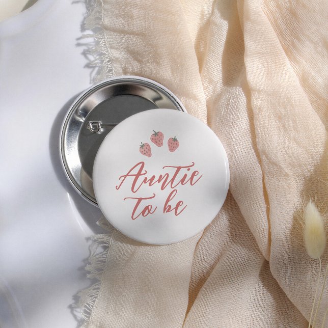 Aquarell Erdbeeren Baby Shower Tante wird Mutter Button (Von Creator hochgeladen)
