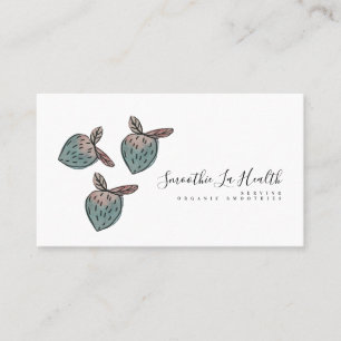 Aquarell-Erdbeeren-Doodle Rosa Blau Visitenkarte